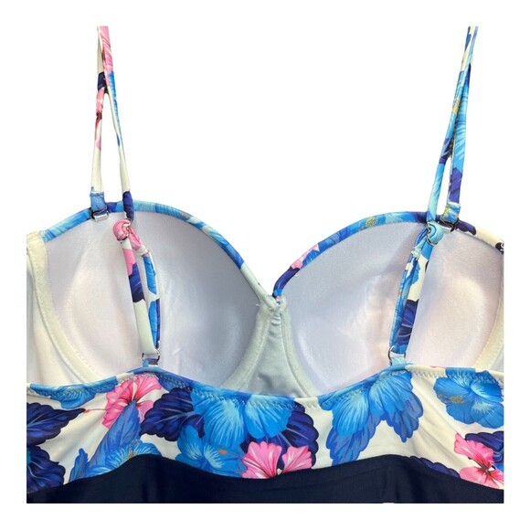 CUPSHE Stripe and Floral One Piece Swimsuit Bathing Suit Push-up NWT Sz L - Picture 3 of 8